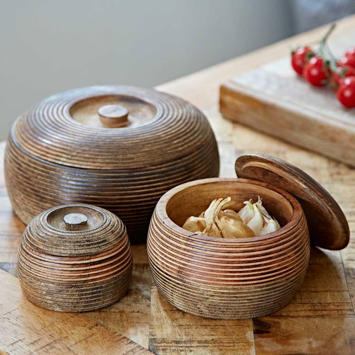 The Paper High Gift Company Limited - Wholesale Bowl - Makula Natural Mango Wood Bowl with Lid - Small