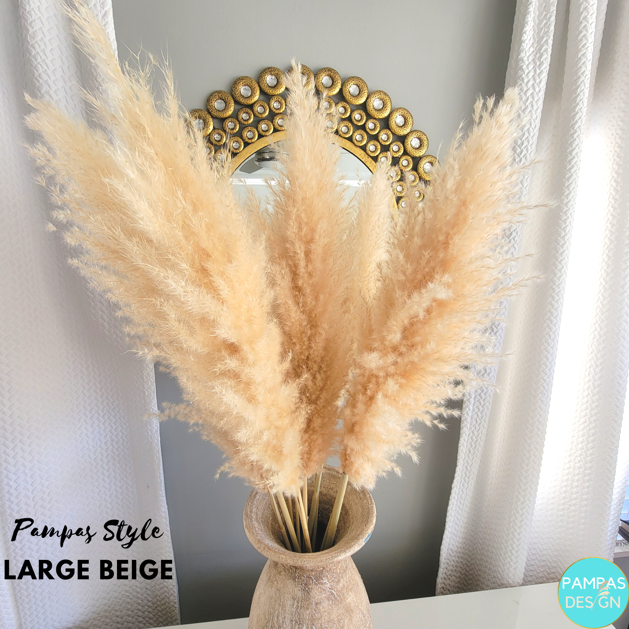 Pampas Design - Wholesale Dried/Pressed Flowers - Pampas Grass Large Bouquet 3.5ft to 4ft Tall Soft and Fluffy3