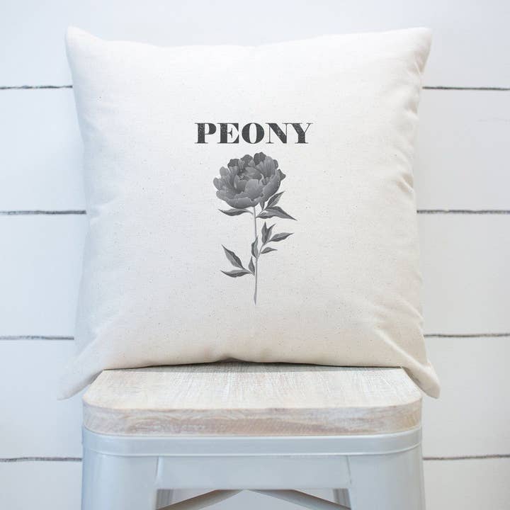 Grey Peony Pillow Cover Peony Spring Farmhouse Decor for wholesale by Rising Tide Vintage