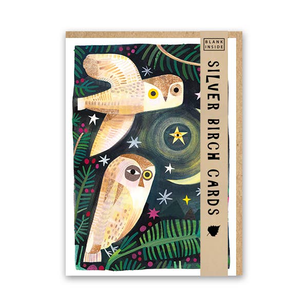 Silver Birch Cards – wholesale Vardagliga hälsningskort – Tomt gratulationskort "Vinterugglor"2