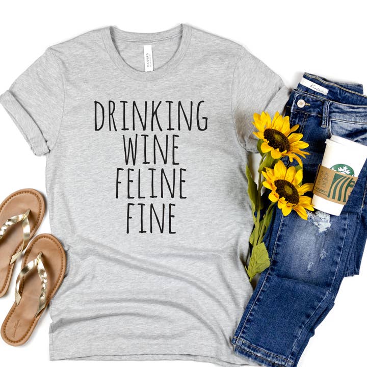 Beber vinho Feline Fine por atacado de Londas Trendy Tees