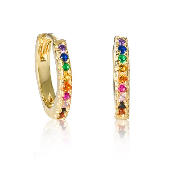 Gold Rainbow Mini Hoop Earrings for Women for wholesale by Namana