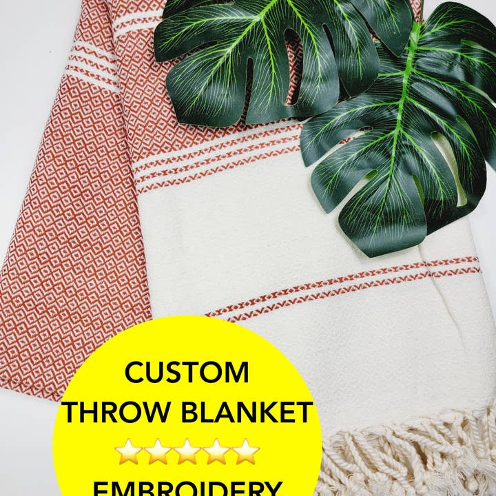 EBRU Home - Wholesale Throw Blanket - Customized Cotton Woven Throw blanket, 36x68" holiday gift