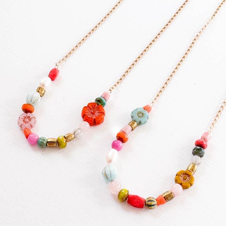 Nest Pretty Things - Wholesale Beaded/Pearl Necklace - Dainty Pearl Flower and Recycled Bead Necklace 1