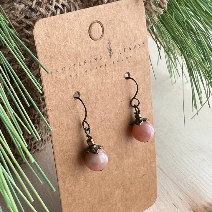 Frolicking Leaves - Wholesale Dangle Earrings - Sunstone & Bronze Earrings