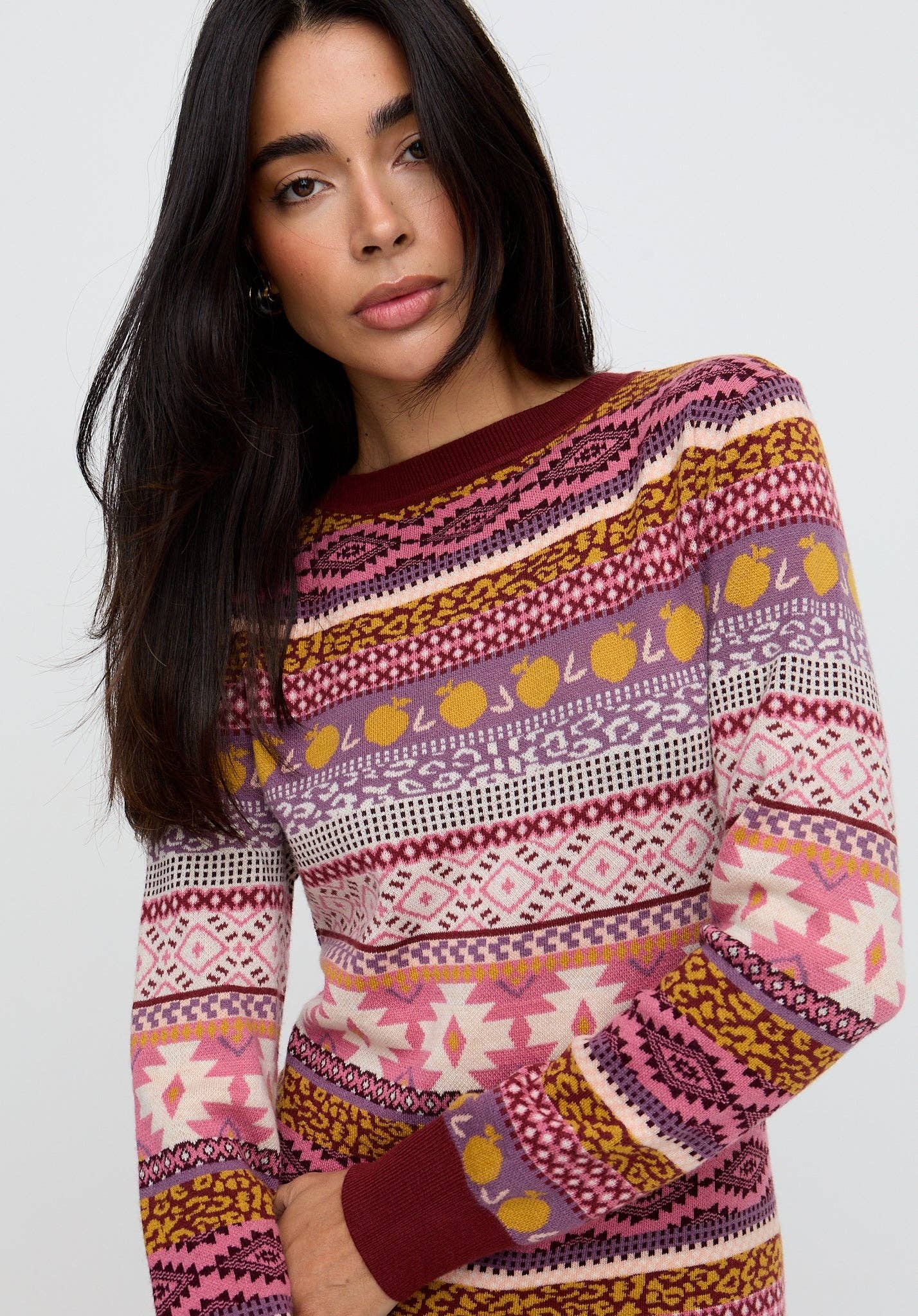 Raffya - Vente Robe – femme - Robe Maxi Jacquard Folk Longue Elvis en Multicolore1