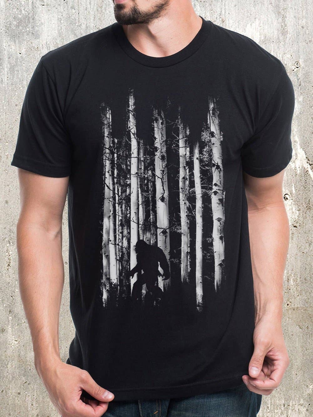 Black Lantern - Wholesale Screen Printed T-Shirt - Men's - Bigfoot in the Forest Men's/Unisex T-Shirt0