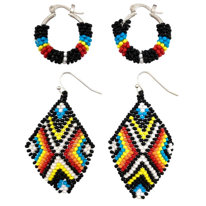 Navajo Seed Bead Two Piece Earrings Set for wholesale by Lunar Deer