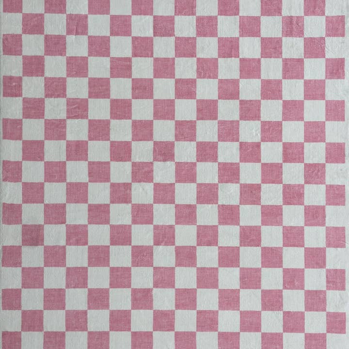 Metro Checkered Blush Indoor Area Rug for Kids, Pink for wholesale by Koshani
