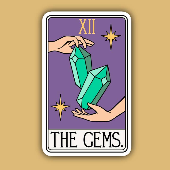 The Gems Crystal Tarot Card Sticker for wholesale by Indigo Maiden