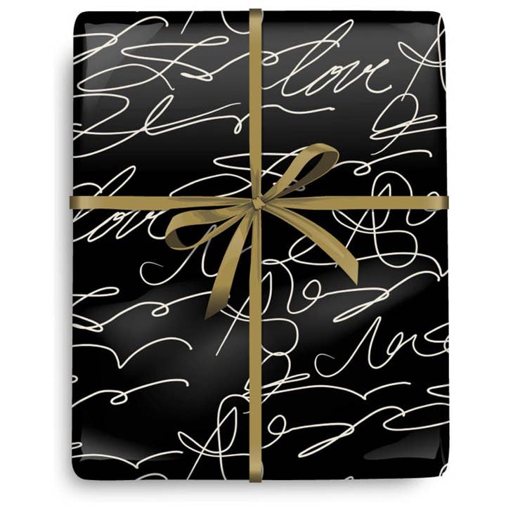 Black and Creme Script - Half Ream for wholesale by The Gift Wrap Company