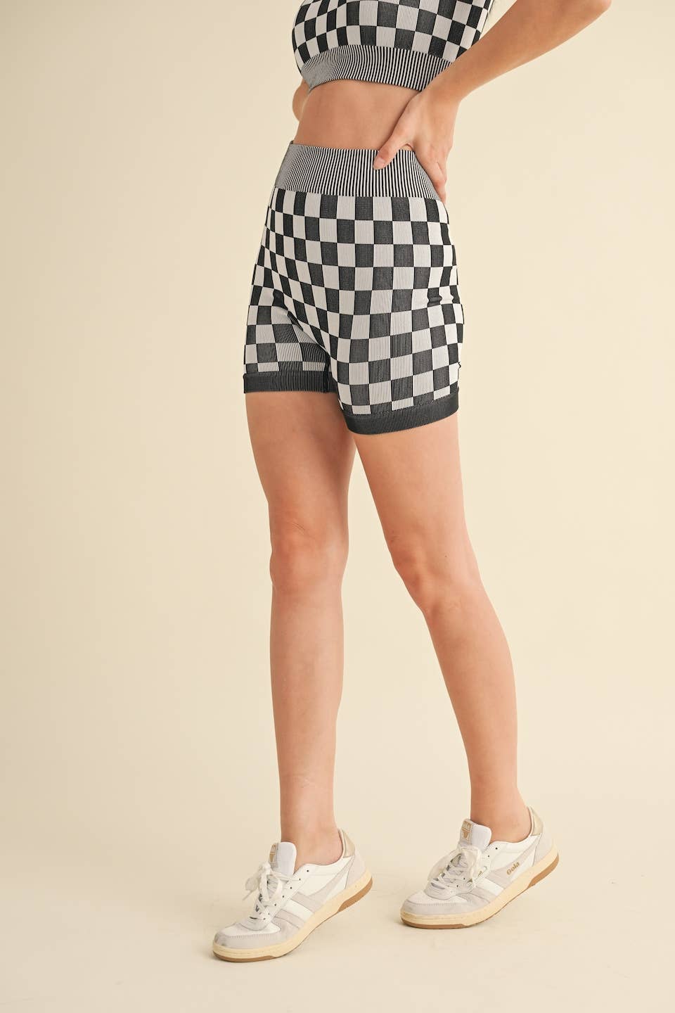 KIMBERLY C - Wholesale Activewear Set - Women's - Checkmate Cropped Two Piece Set9