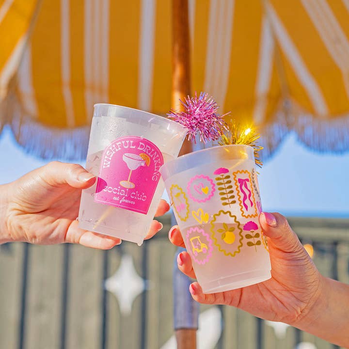 Packed Party - Wholesale Drinking glass/cup - Wishful Drinking Reusable Stackable Cups with Pom Pom Stirs5