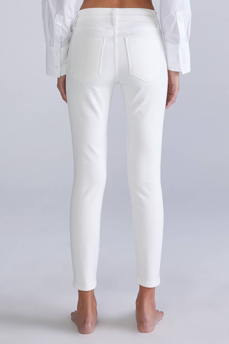 Ceros Jeans - Vente Jean – femme - Jean skinny blanc taille moyenne à cheville propre pour femmes3