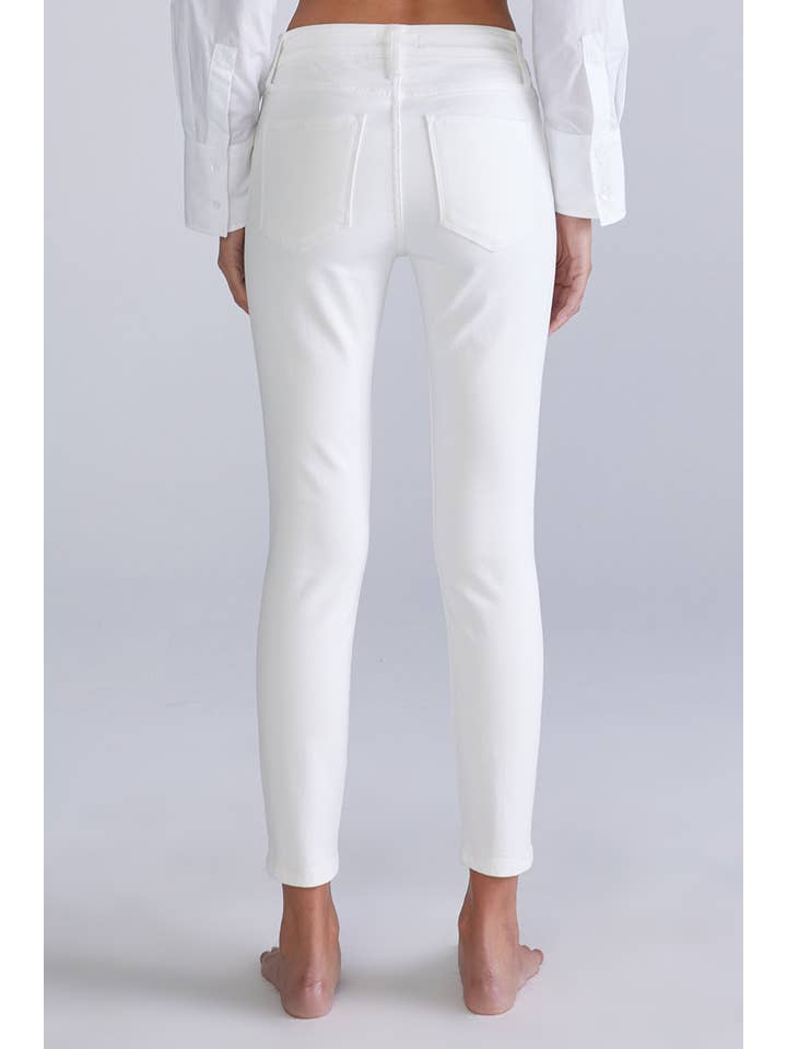 Ceros Jeans - Vente Jean – femme - Jean skinny blanc taille moyenne à cheville propre pour femmes3