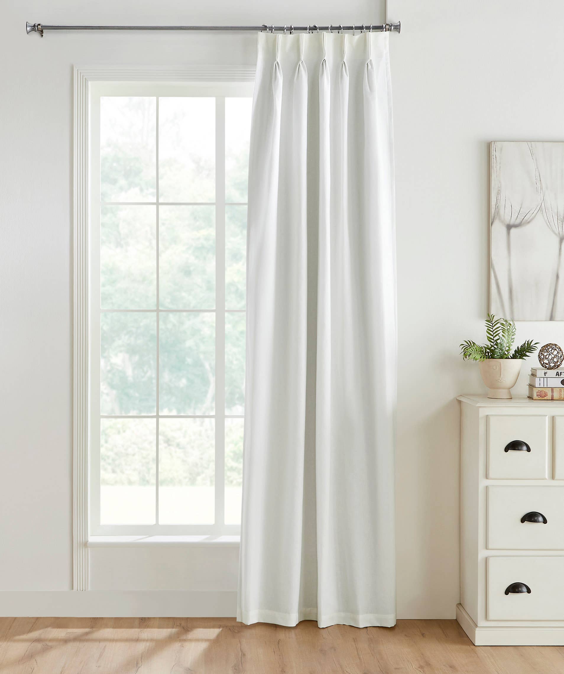 Oxford Linen Cotton Pinch Pleat Curtain, White for wholesale on Faire1