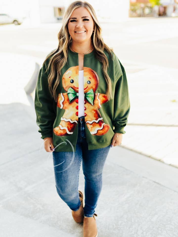 Gingerbread Man Cardi Sweatshirt for wholesale by CMD Wholesale