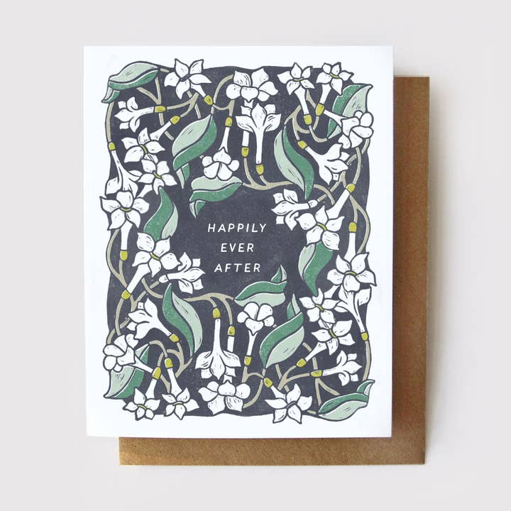 Happily Ever After Card - Jessamine Wedding Card for wholesale by Root & Branch Paper Co.