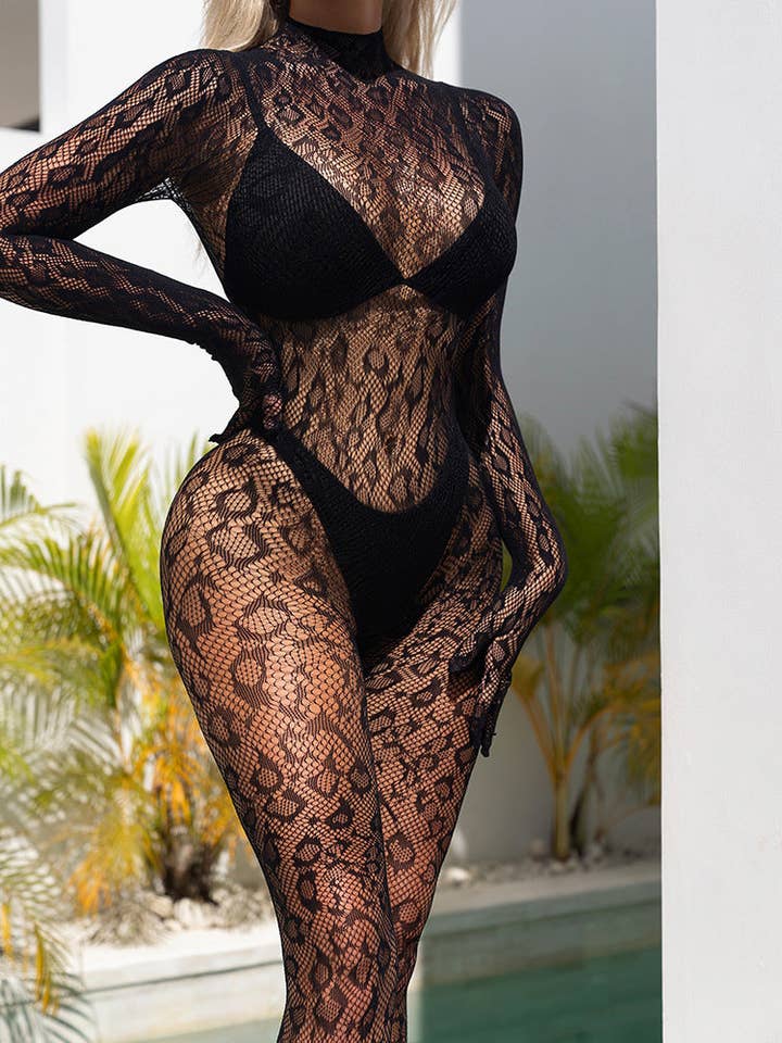 Sweetkama – Bodysuit interior - Mulher por atacado – Bodystocking Feminino Transparente Estilo Leopardo Slim Fit17