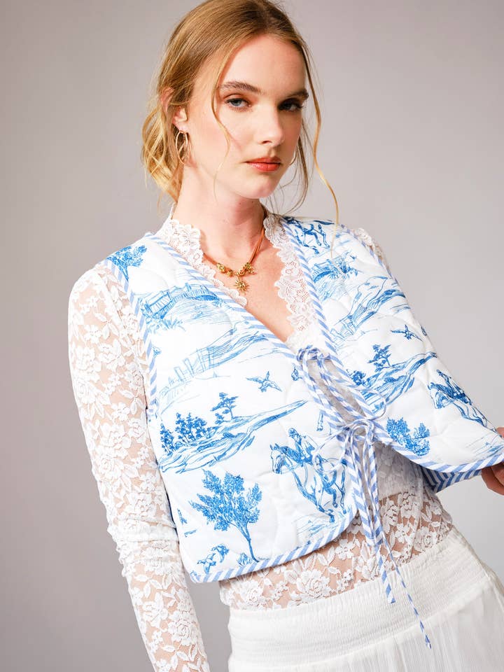 36904J - Reversible Vintage Tie Front Quilted Vest for wholesale by Blue B