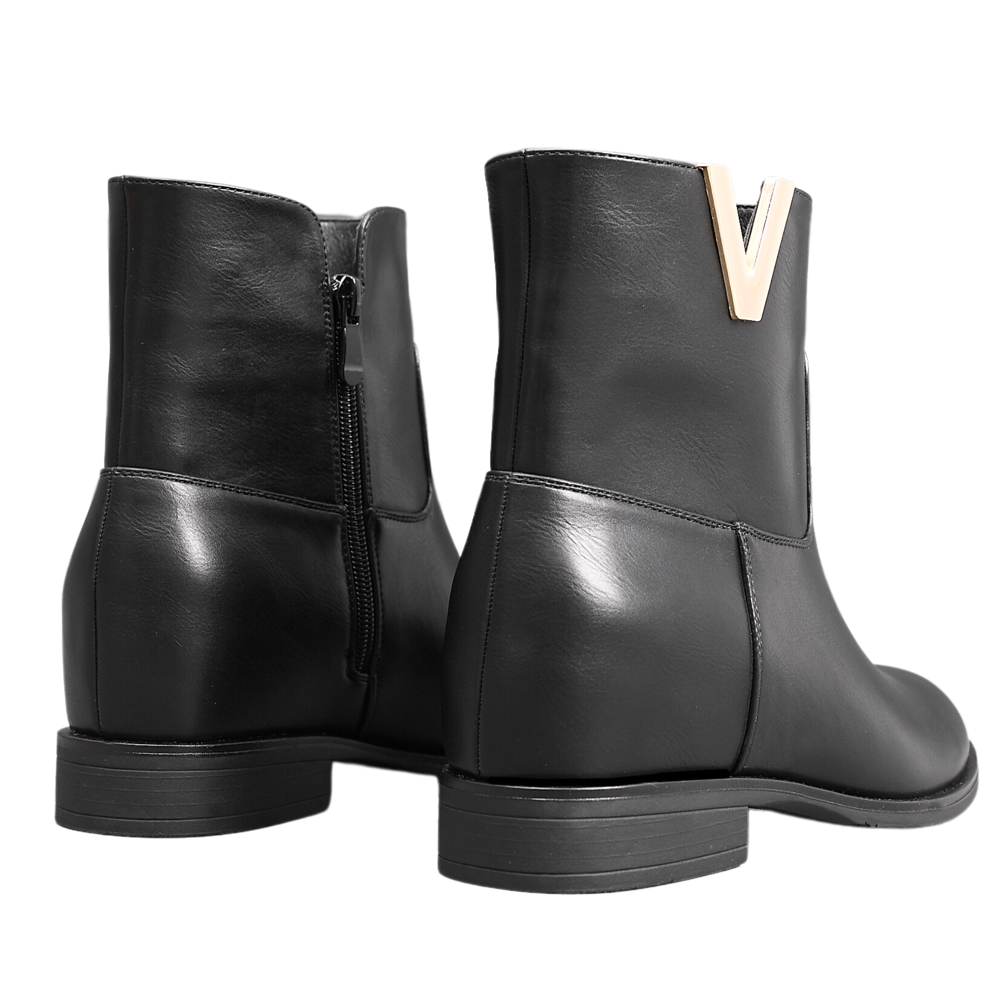 Top Staka - Wholesale Booties – Women's - A2356 Women Flat Ankle Boots Ladies Zip Closure  V shape4