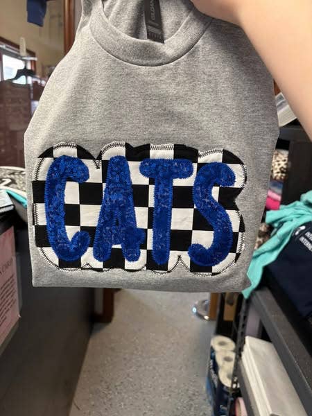 Oasis Wholesale Apparel - Wholesale T-Shirt - Women's - Kentucky CATS Multi Fabric with Real Sequins Shirt1