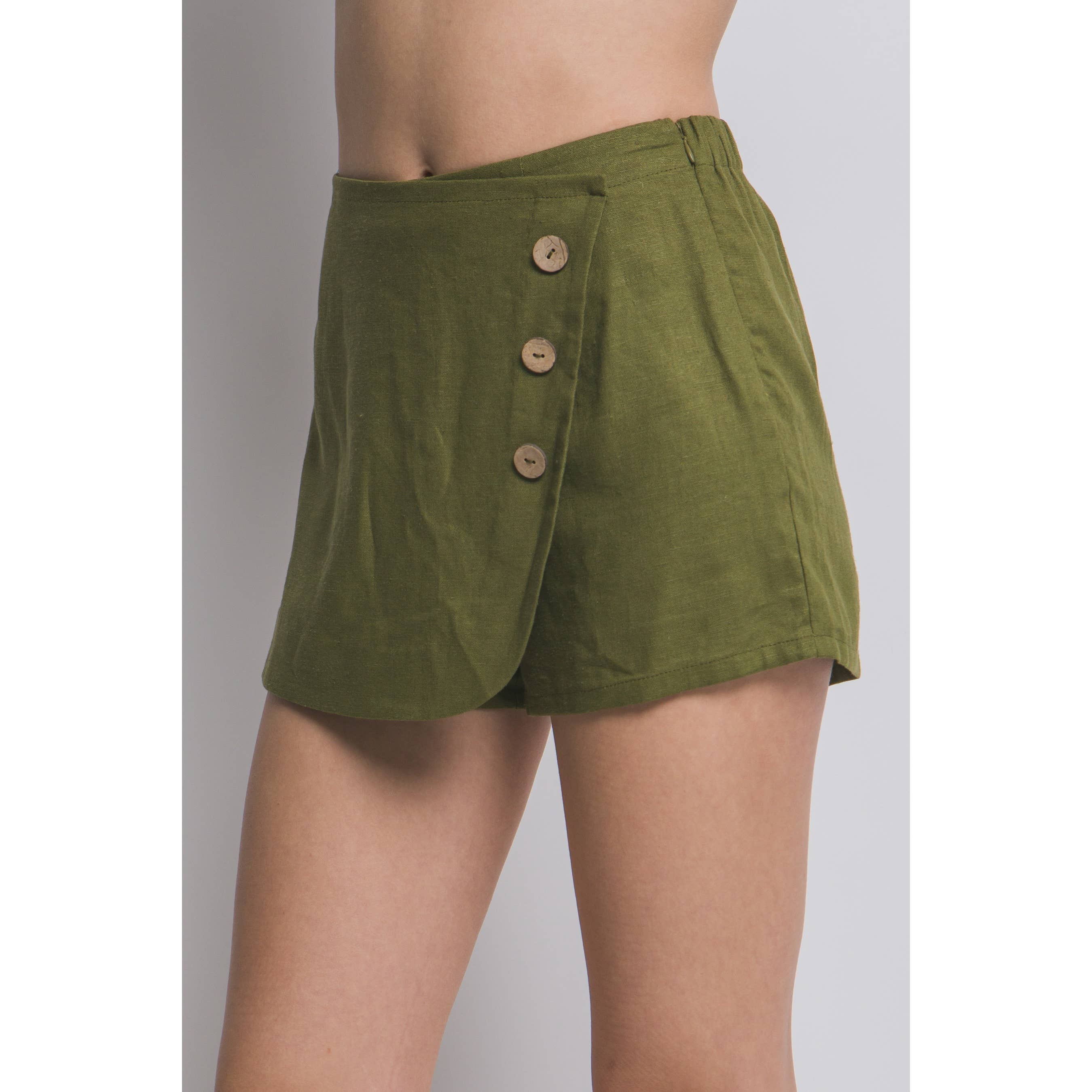 ITSSY - Venta al por mayor Falda pantalón - Mujer - Minifalda de lino con botones laterales13