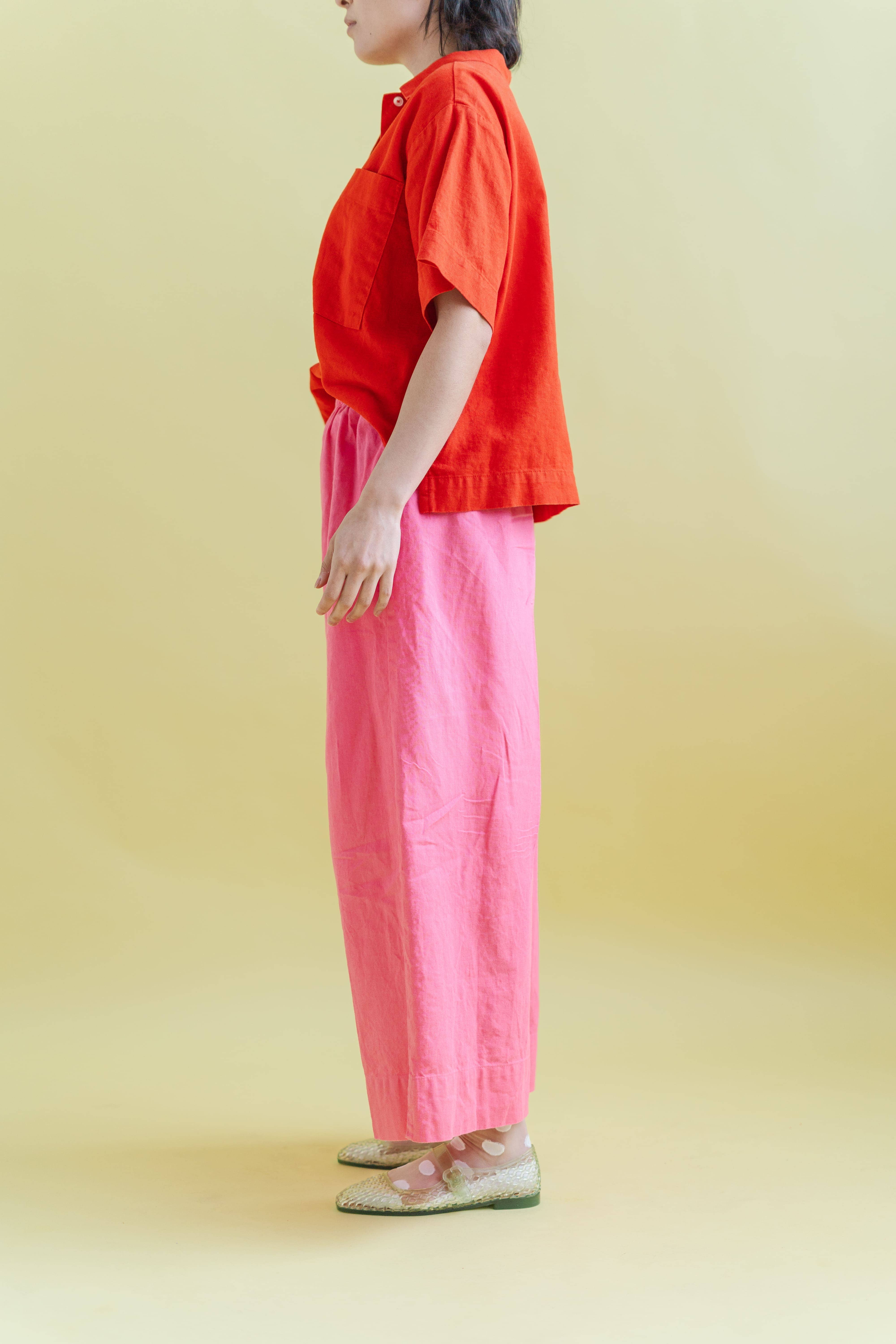 Nettle Studios - Wholesale Pants - Women's - Size Inclusive Plus Size Wide Leg Pant Bubblegum Pink Linen2