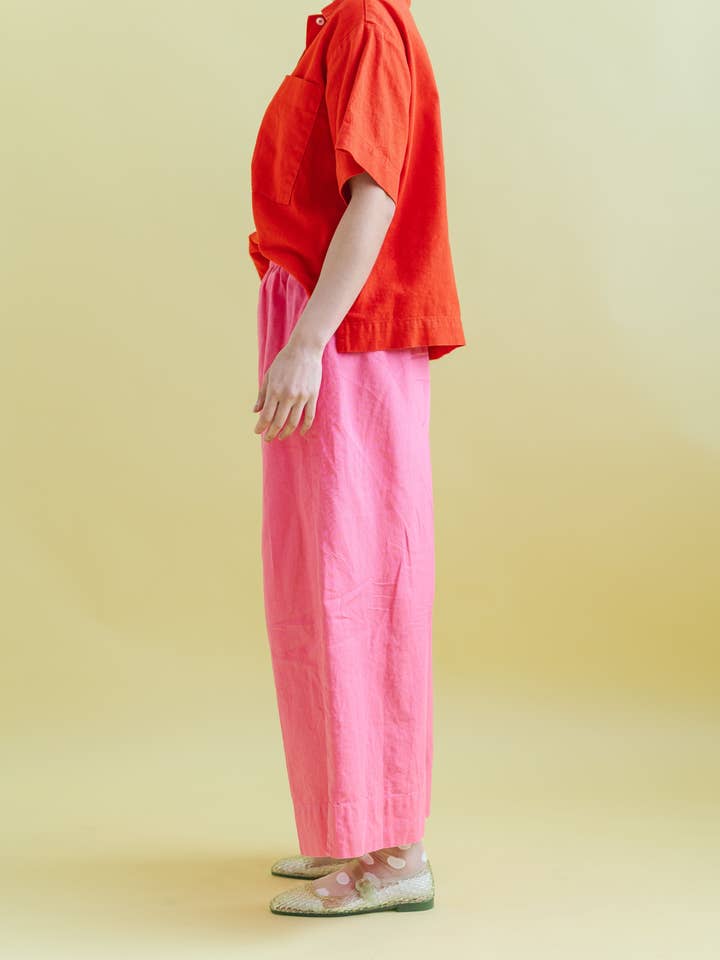 Nettle Studios - Wholesale Pants - Women's - Size Inclusive Plus Size Wide Leg Pant Bubblegum Pink Linen2