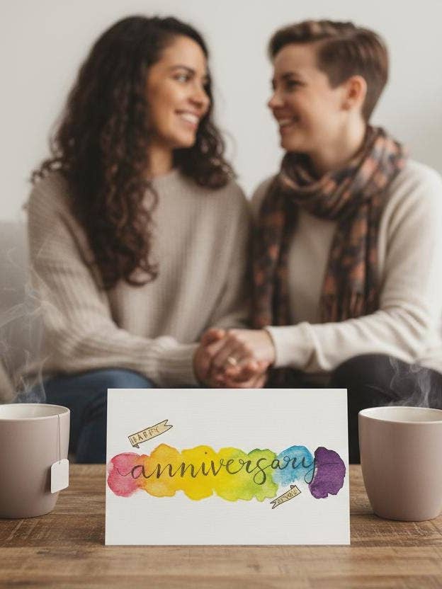Carte de vœux d'anniversaire de mariage - Couleurs vives pour la vente par Modern Affection Prints