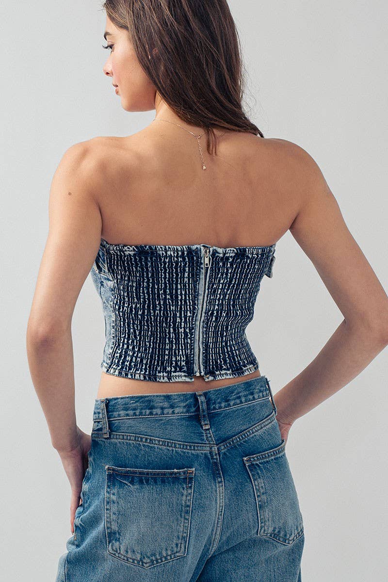 Fashion Week - Wholesale Corset - Women's - Vintage Vibes Denim Corset Top1