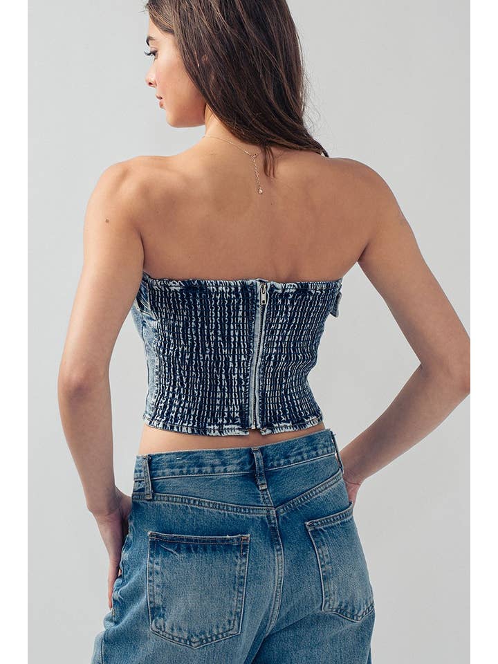 Fashion Week - Wholesale Corset - Women's - Vintage Vibes Denim Corset Top1