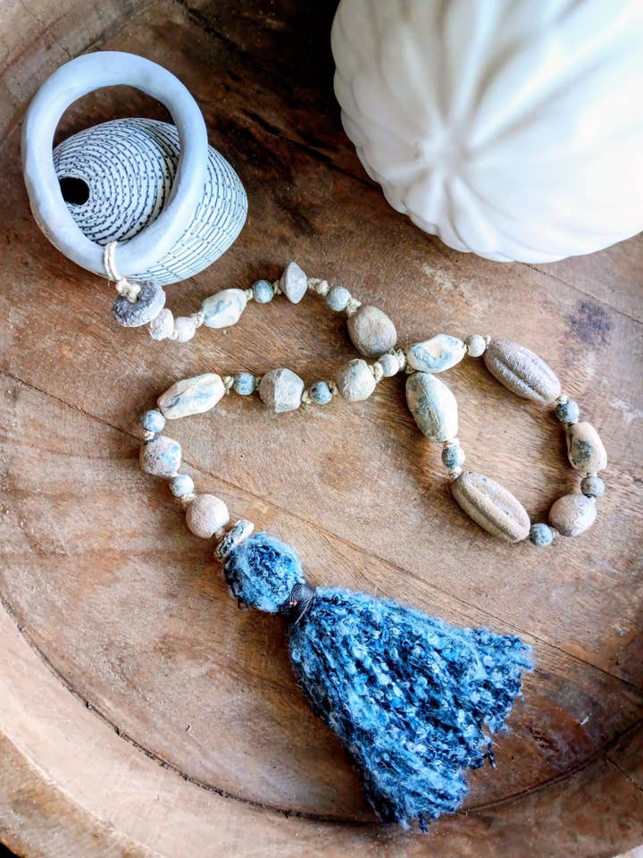 Western Desert Denim Bead Garland Décor for wholesale by HavSolStudio