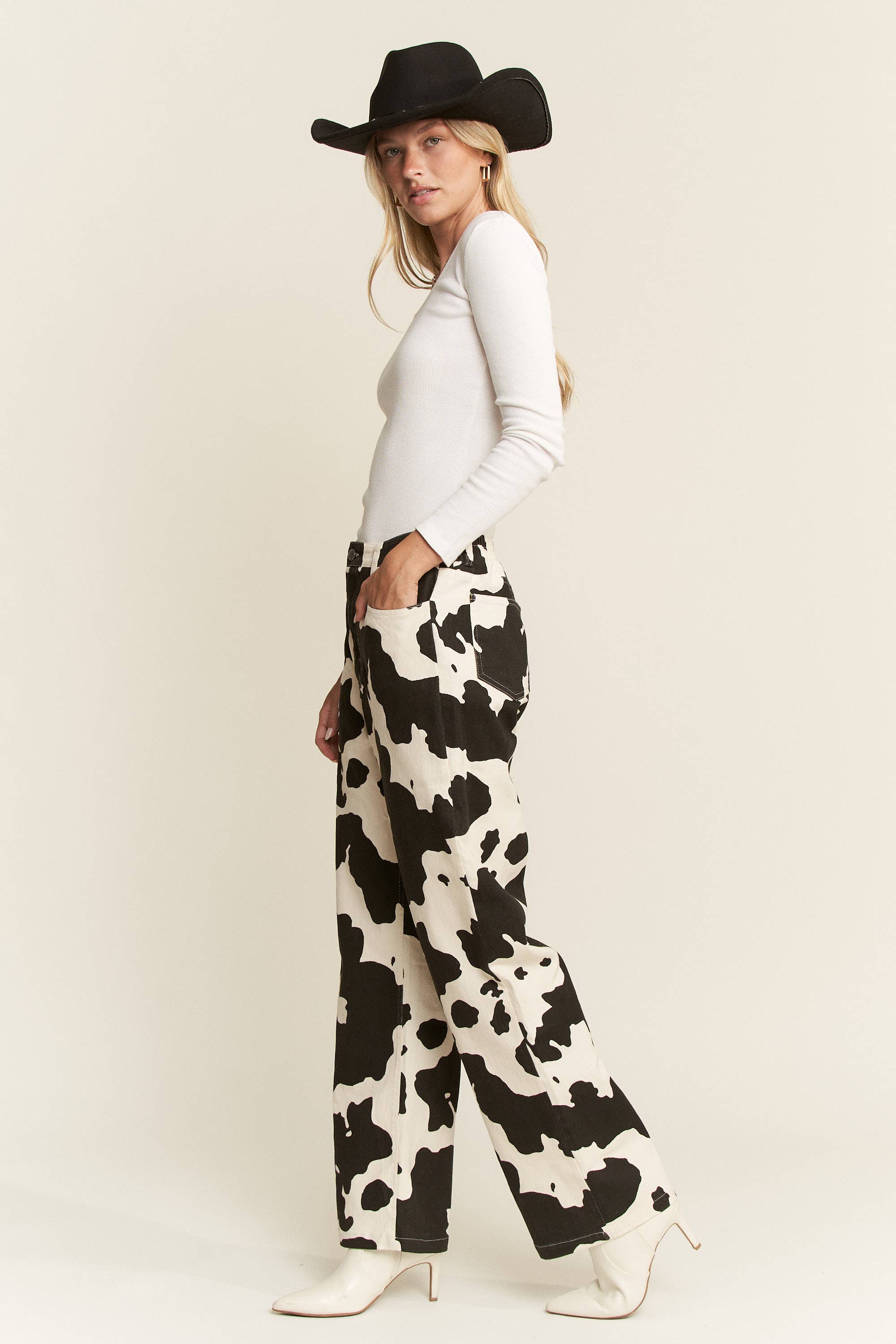 JADE BY JANE - Wholesale Jeans - Women's - COW PRINT DENIM PANTS1