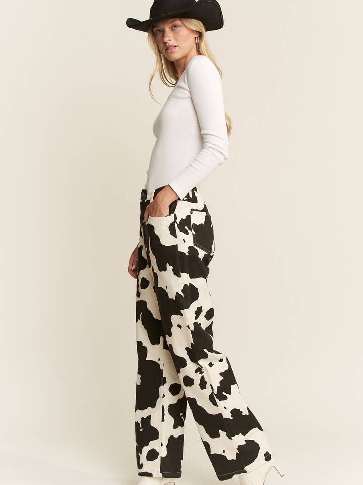 JADE BY JANE - Wholesale Jeans - Women's - COW PRINT DENIM PANTS1