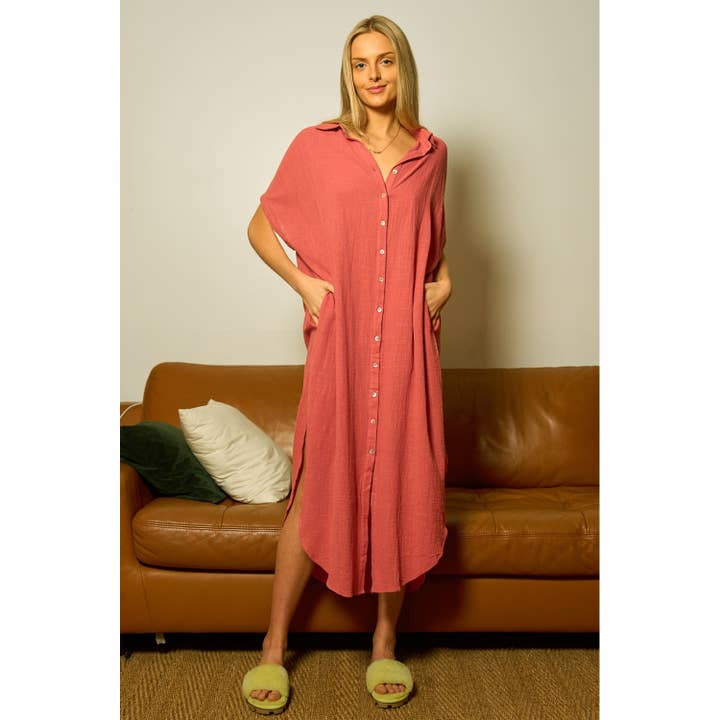 lalamia - Wholesale Dress - Women's - Cotton gauze long shirts dress13