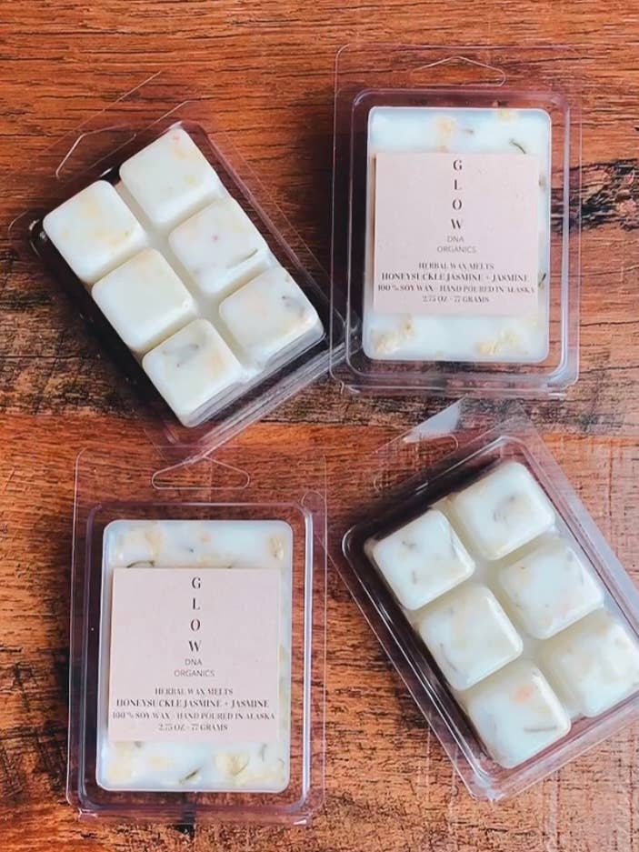 HONEYSUCKLE + JASMINE WAX MELTS for wholesale by GLOW DNA ORGANICS CANDLES
