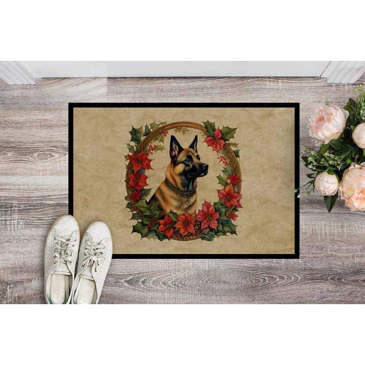 Belgian Malinois Christmas Flowers Doormat 24x36 DAC2316 for wholesale by Caroline's Treasures