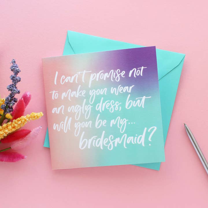 Purple Tree Designs - Wholesale Wedding Card - Make you wear an ugly dress bridesmaid proposal card