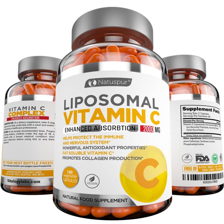 Natuspur - Wholesale Oral Supplement/Vitamin - Liposomal Vitamin C 2000mg Ultra Potent High Absorption Ascorbic Acid, Supports Immune System