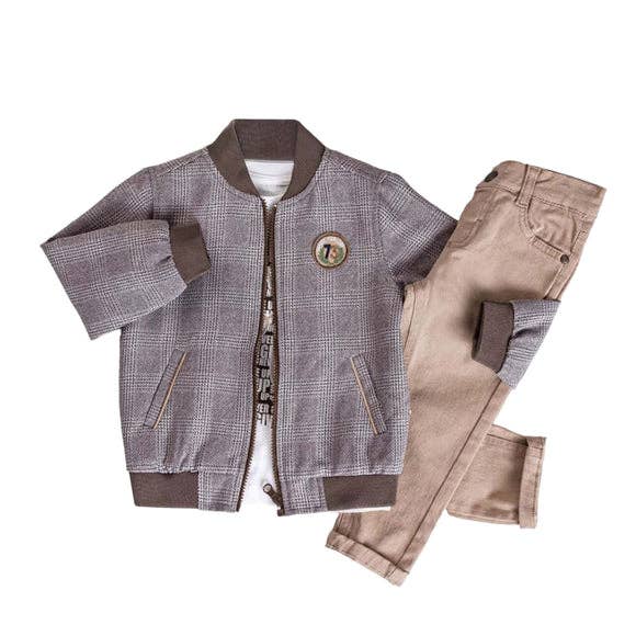Wear Sierra - Wholesale Top & Pant Set - Kids - Little Boys' Jacket, T-Shirt and Jeans 3-Piece Set0