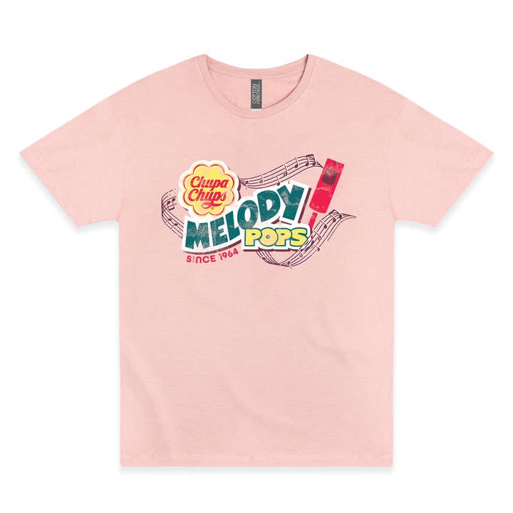 www.sweetvintagetees.com - Wholesale Screen Printed T-Shirt - Women's - Chupa Chups Melody Pops Blush Musical Tee