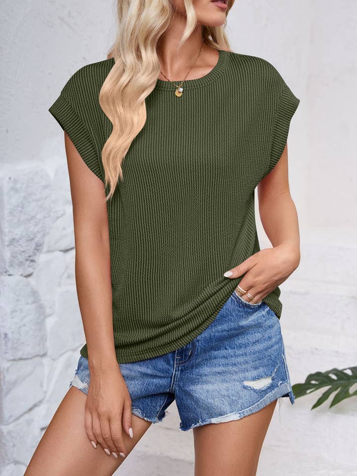 Leisure Contrasting Wave Striped Loose Short Sleeved T-shirt for wholesale by Wholesalesir