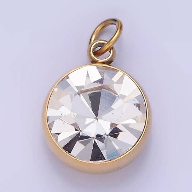 Rustfrit stål 14mm Klar CZ Rundt Mini Vedhæng | P939 for engroshandel hos Aim Eternal