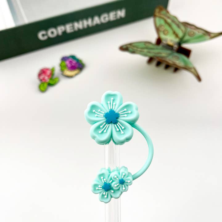 Green Cherry Blossom Straw Topper for wholesale by SoapElenGlen