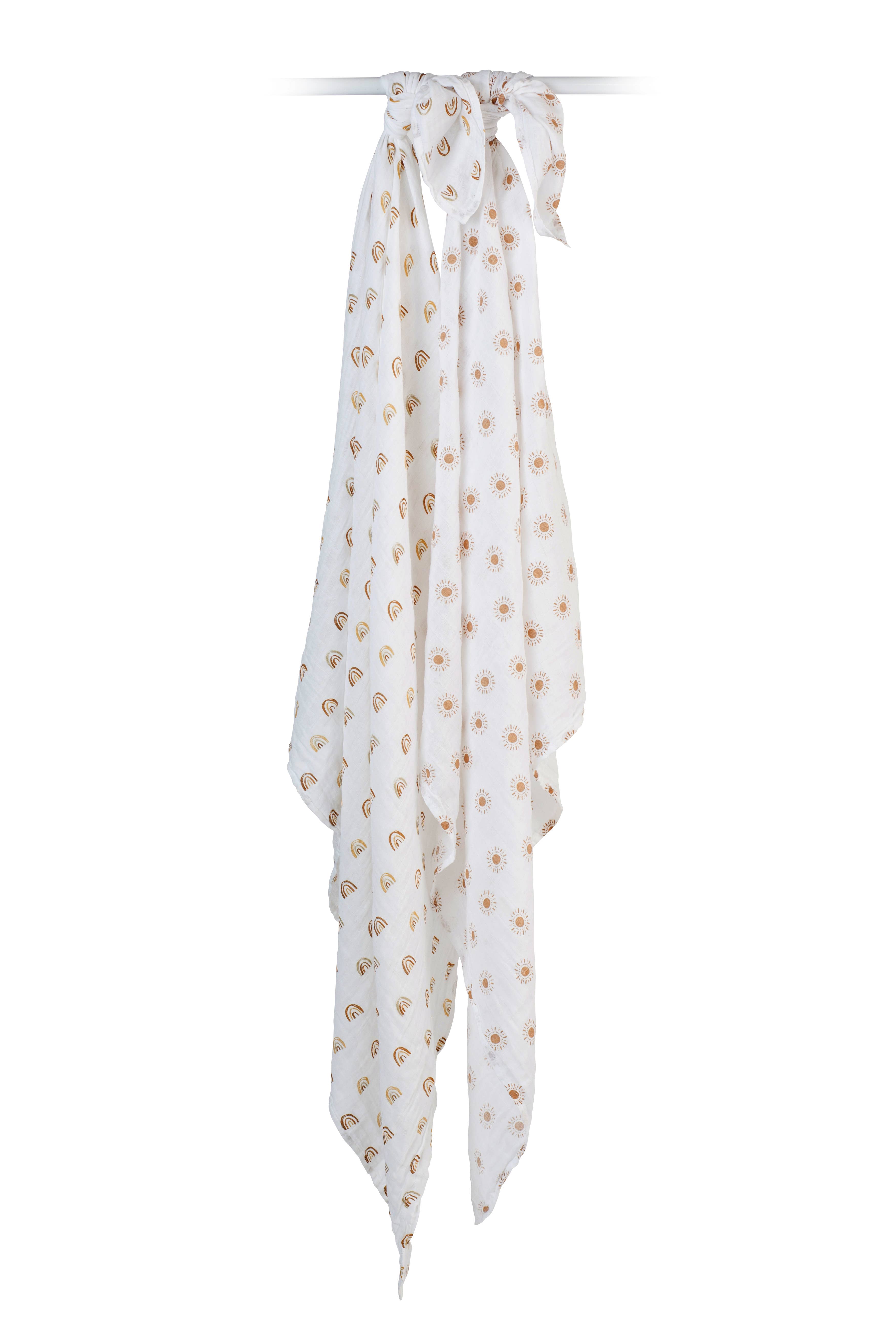 Lulujo Baby - Vente Lange – bébé - Lot de 2 couvertures d'emmaillotage en coton – Arc-en-ciel & Soleils3