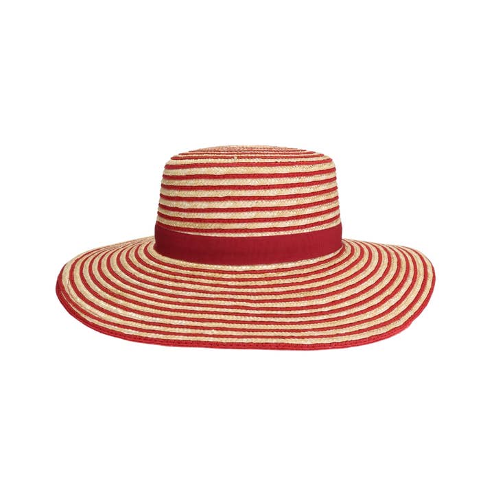 C.C Beanie - Wholesale Straw Hat - Women's - Stripe C.C Boater Sun Hat STH0033