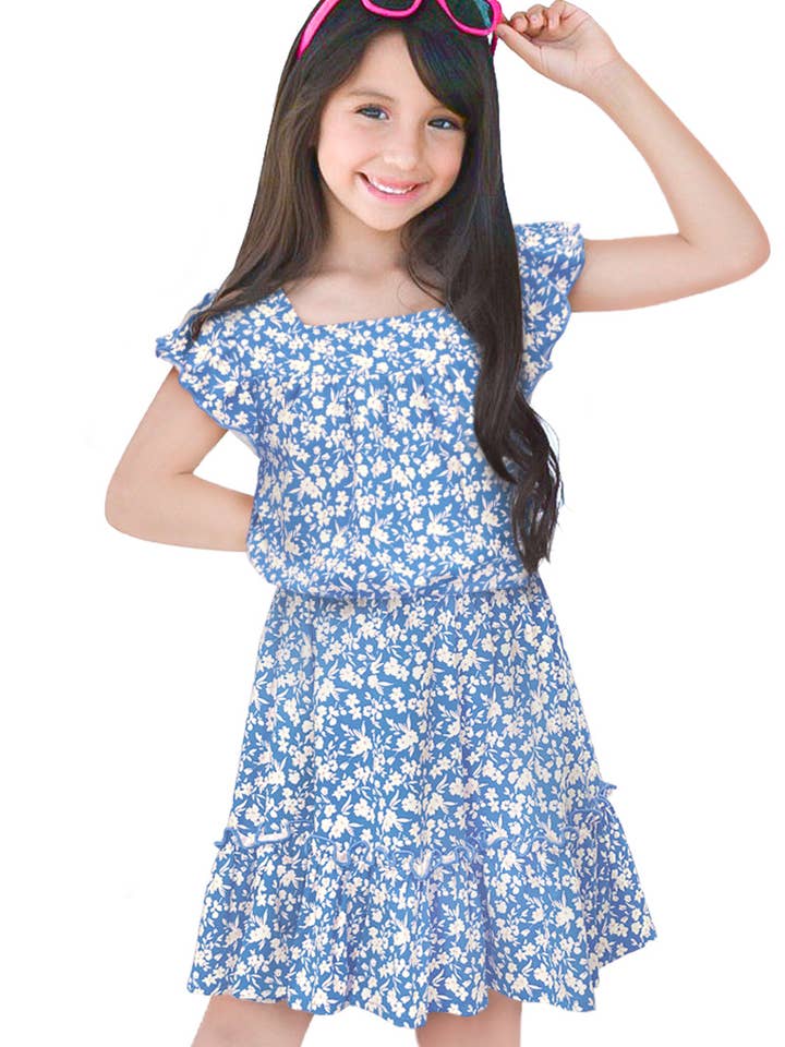 GKSS-3165B-Q44 Girl's 2 pc Skirt Set w/ Ruffle Sleeve Top for wholesale by Cutie Patootie Clothing