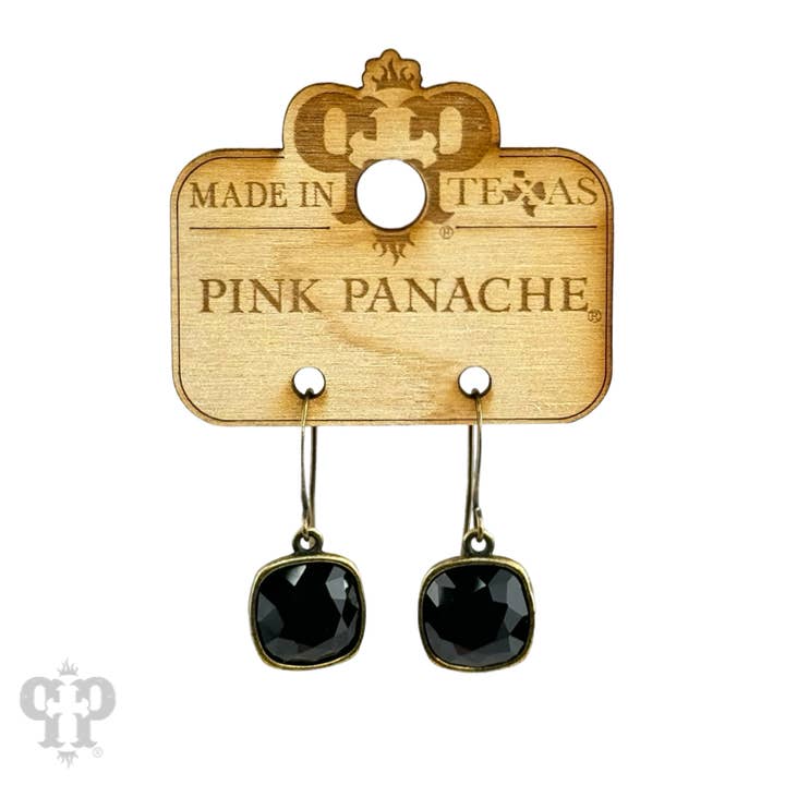 Pink Panache Brands - Wholesale Dangle Earrings - Austrian square crystal hook earring, 12mm20