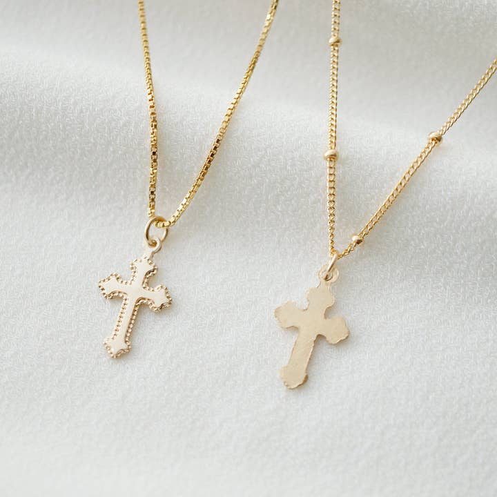 Hunter & Trove - Wholesale Pendant/Charm Necklace - Tiny Cross Necklace in 14K Gold Fill (Jada)